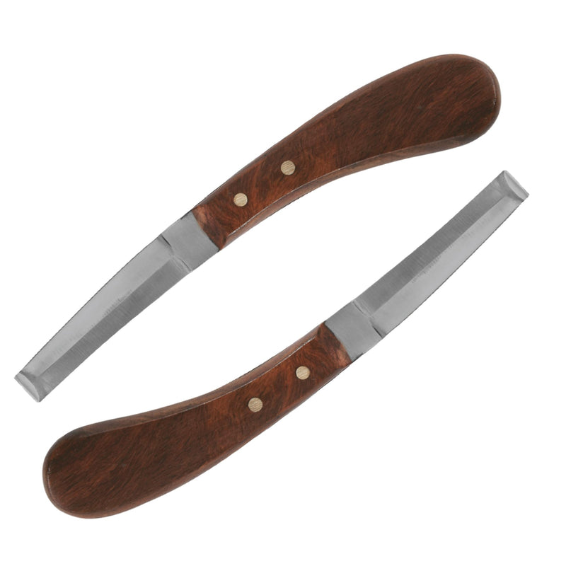 Hoof Knife Double Edged Curved Blade – Stainless Steel Curved Blade Farrier Tool with Wooden Handle, Multipurpose Hoof Trimming Knife for Livestock, 3-Inch Blade, 8.5-Inch Overall Double Edge - RH