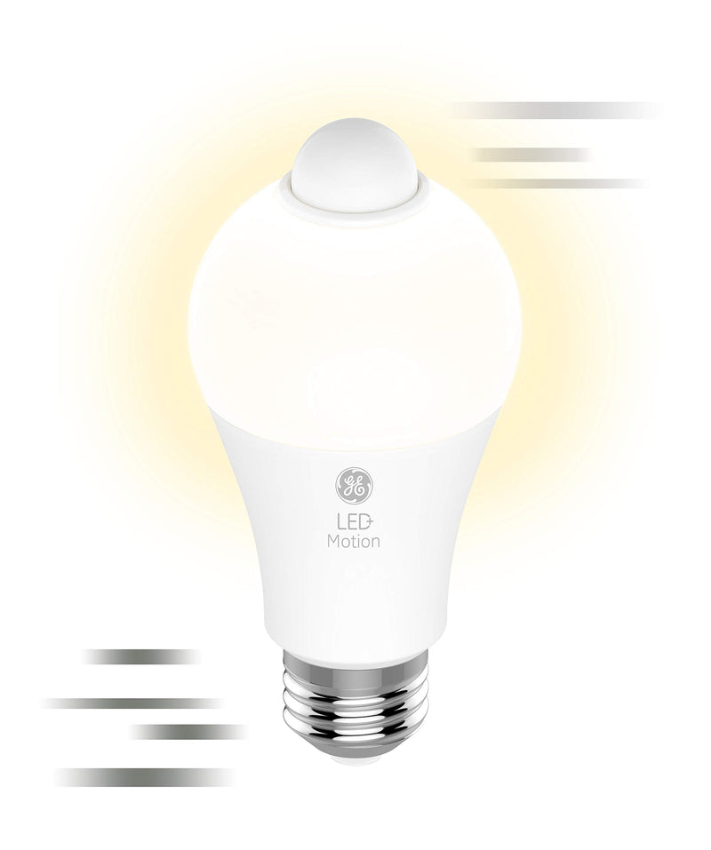 GE LED+ Motion Sensor LED Light Bulbs, 12W, Outdoor Security Lights, A21, Warm White (2 Pack) 2 Bulbs