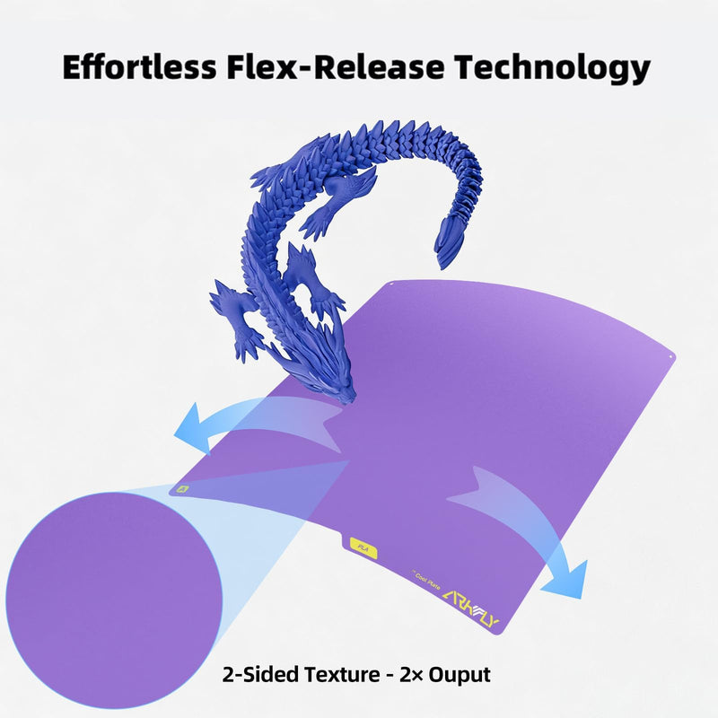 3D Printer Platform 235x235mm for Phaetus Cool Build Plate for Adventuer 5M/ 5M Pro/AD5X: Dual Sided Smooth Fine Texture Spring Steel Sheet Keep Printing 720H Saving Energy 42kwh Purple