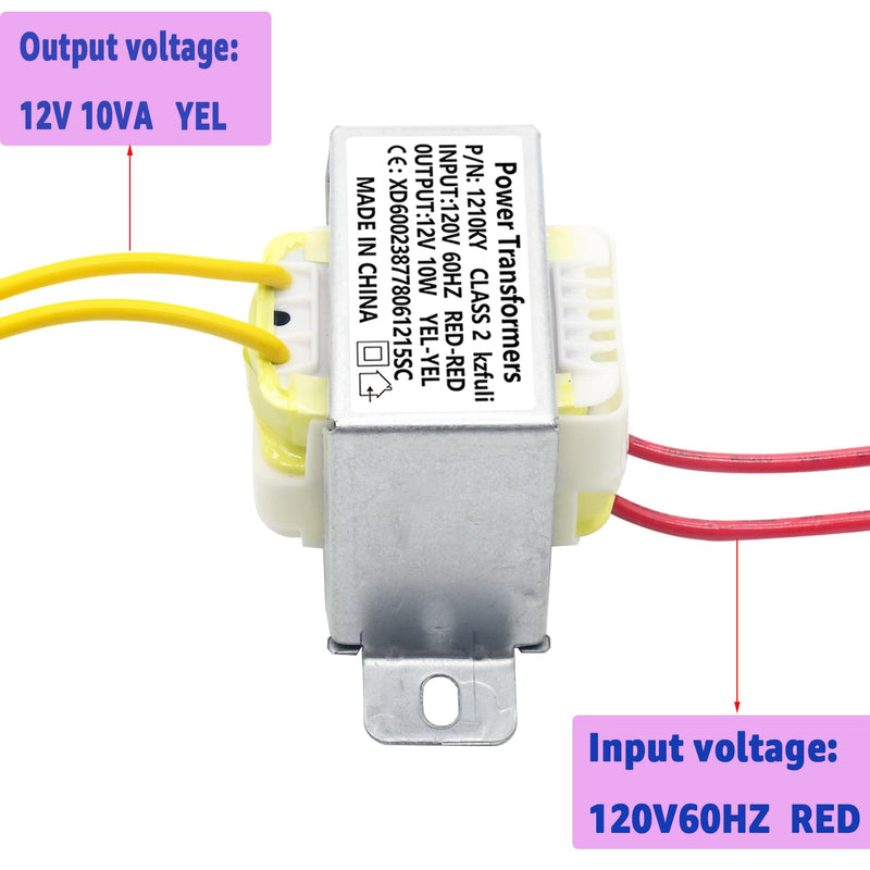 12V/10W AC/AC Power Transformer, Input 120V/60HZ Single-Phase Transformer, Applicable to Motorhome Electric Fireplace, Instrument, Small Power K-001, LED Light Strip, Lndustrial Control, etc. 12V 10VA