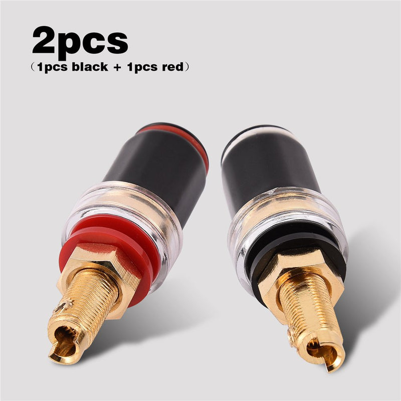 4mm Banana Plug,2 Pcs HiFi Banana Plugs, Welding Copper Terminal for 4mm Banana Socket,Black&Red Banana Jack Binding Post Replacement
