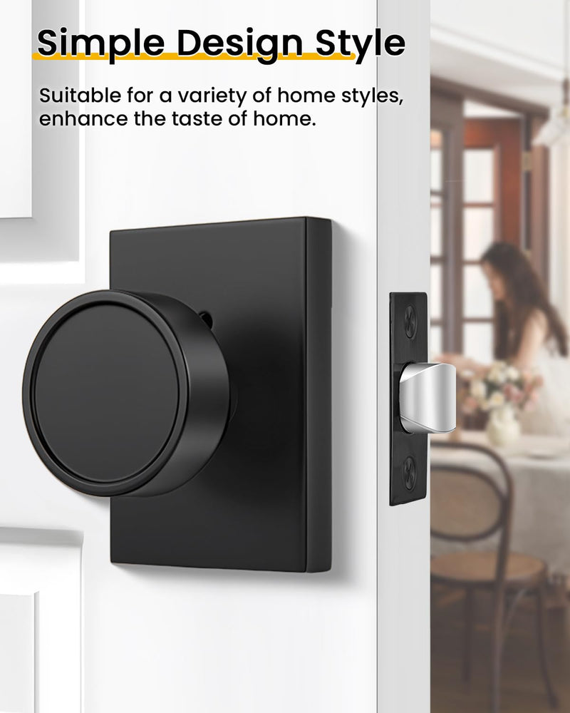 goldenwarm Black Interior Door Knob, Zinc-Alloy Privacy Matte Black Door Knob Interior, Rectangular Heavy Duty Modern Indoor DoorKnob for Bedroom, Bathroom, 1 Pack
