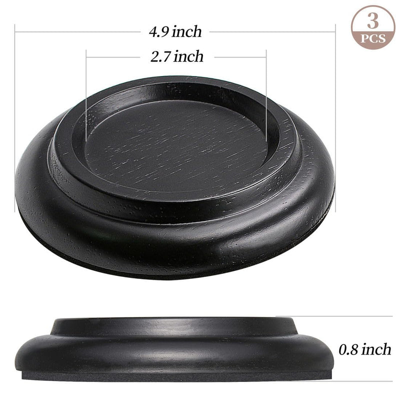 Piano Caster Cups Grand Piano Caster Cups Piano Leg Hardwood Cups Pads for Grand Piano (Wood Black, Set of 3) Wood Black