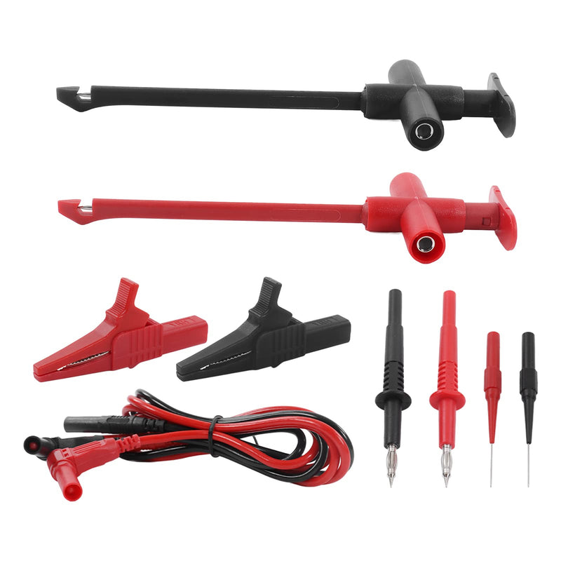 Banana Plug Multimeter Test Lead Kit, Eectrical Alligator Clips Probe Test Kit,19A JT8001‑1 Crocodile Clip Puncture Probe Wire Piercing Probe Clip Multimeter Accessories for Electronic Repair