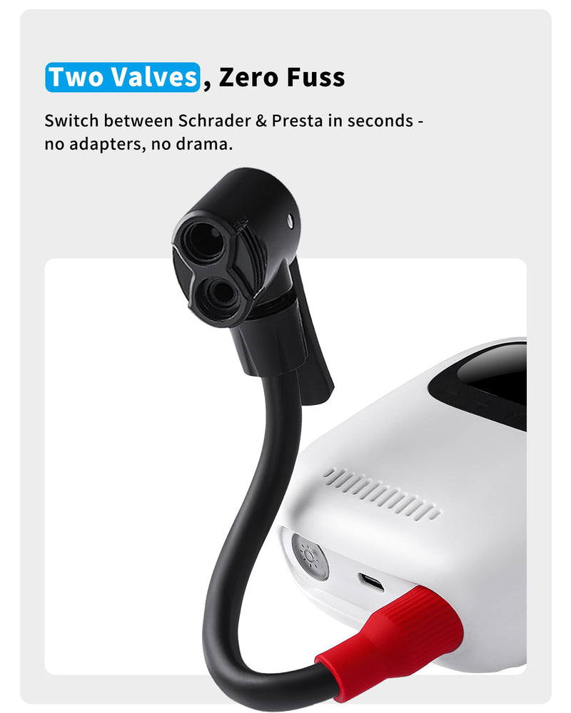 Rechargeable Electric Bike Pump with Gauge, 150PSI Mini Tire Inflator