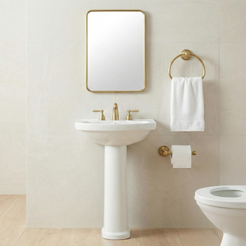 2 Pcs Brass Toilet Paper Holder Towel Ring Set, Brushed Gold Bathroom Hardware Hand Towel Holder Rustic Towels Rack Bathroom Accessories Set Wall Mount