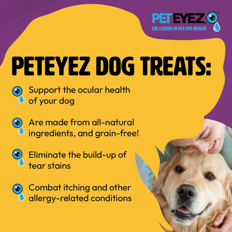 PetEyez Tear Stain Remover Vitamin Treats for Dogs - Support Eye Health & Reduce Itching & Tear Stain Buildup - 100% Natural Dog Treats with Superfoods, Antioxidants & Nutrients - Chicken - 1oz
