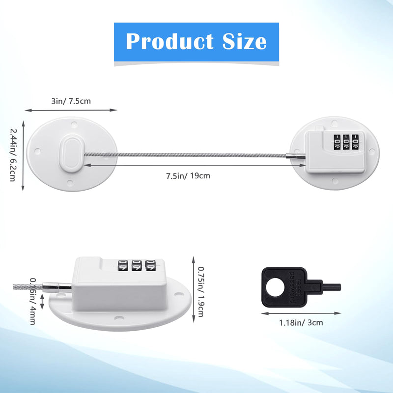 4PCS Refrigerator Locks Combination, Drill-Free Refrigerator Door Lock Fridge Lock Combination with Password, Mini Digital Refrigerator Lock for Freezer Door Lock (White) White
