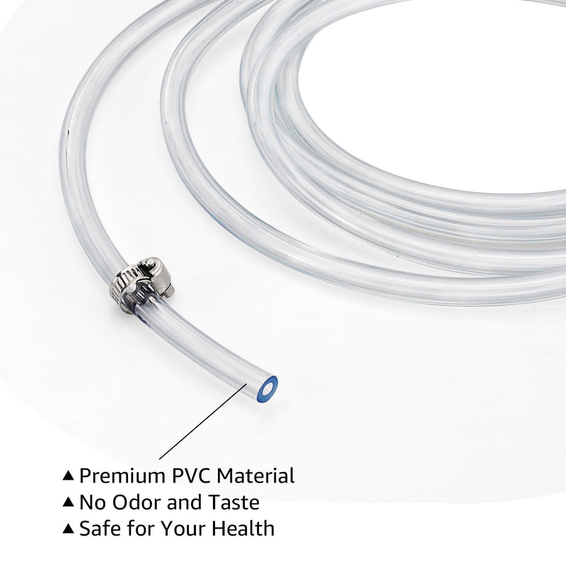 15FT Beer Line Keg Line Tubing, 3/16 ID Beer Keg Line Beverage Line Tubing with Hose Clamps, Kegerator Line Draft Beer Dispensing Line for Homebrew (Transparent Beer Hose) 15ft - Clear Beer Line