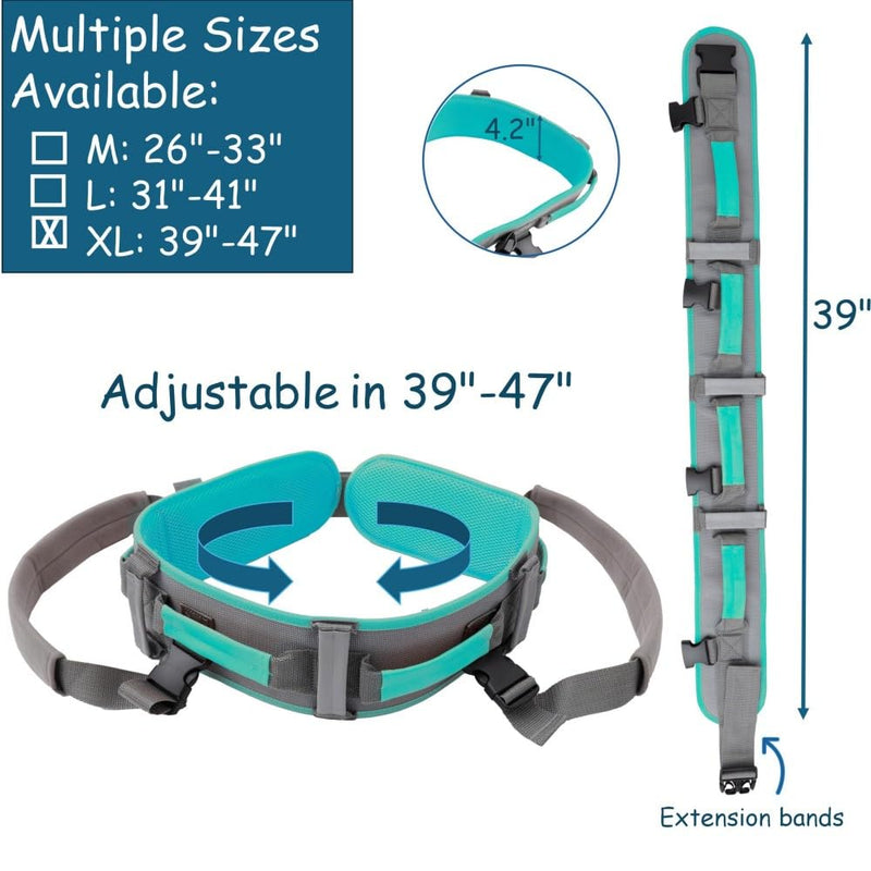 Gait Belt with Handles Used as Gate Belts for Physical Therapy, Gate Belts Medical for Elderly, or Safety Belt for Elderly Walking to Walking or Transfer in Physical Therapy or Daily Life, Green, XL XL: 39"-47"