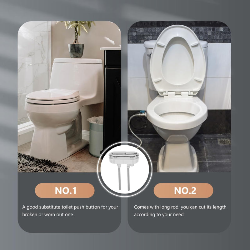 DOITOOL Dual Flushing Toilet Push Button, 3.94" D * 1.18" W Oval Dual Flush Valve Replacement Kit, Silver Toilet Button Pusher, Plastic