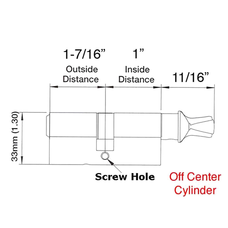 Offset Euro Profile Lock Cylinder with Thumb Turn Fits for Pella Storm Door 2-Bolt Lock, Includes 3 Solid Brass Keys (1, Satin Nickel) 1