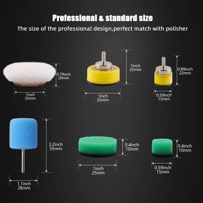 Mini Buffing Polishing Pads, 30Pcs Mini Detail Polisher Pads Use On Rotary Tools, Cordless Electric Drill, Polisher Tool for Tight Area Detailing Polishing, for SPTA Polisher -SP-DP030USA 30Pcs DETAIL POLIHSING SETS + FLEXIBLE SHAFT