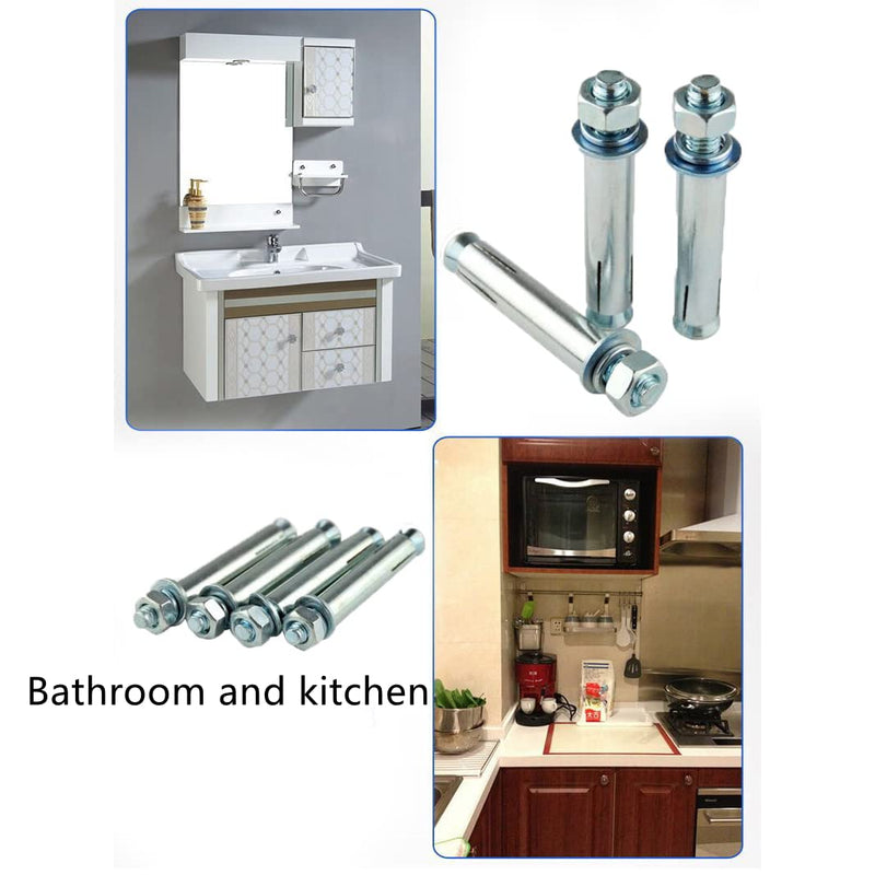 M10 x 80 mm External Hex Expansion Bolts Screws Sleeve Anchors, 304 Stainless Steel, 4Pcs M10 x 80mm