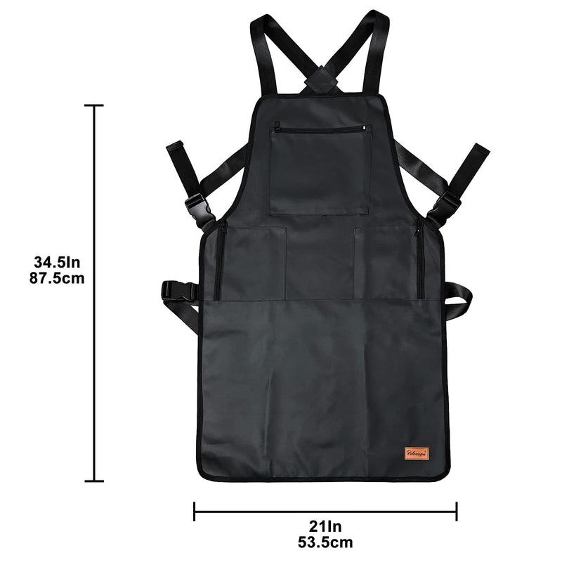 Barber Apron Hair Stylists Tools Apron Professional Waterproof Haircutting Apron with 3 Pockets, Black Universal