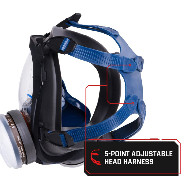Parcil Distribution Full Face Respirator Mask - Air Purifying, Organic Vapor & Particulate - Industrial Use - CE Tested Pt-100 Clear