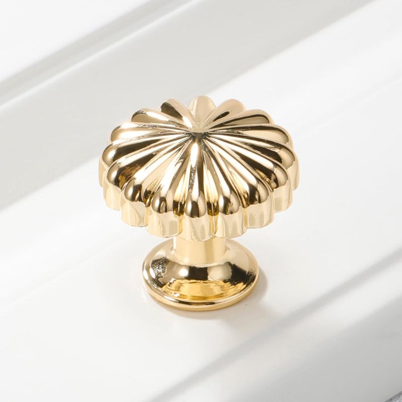 10 Pack Shiny Gold Diameter Zinc Alloy Drawer Kitchen Pulls Cabinets Furniture Pull for Dresser Wardrobe Cupboard Drawer Knobs Pulls Handles 1.14 Inch (29mm) 10