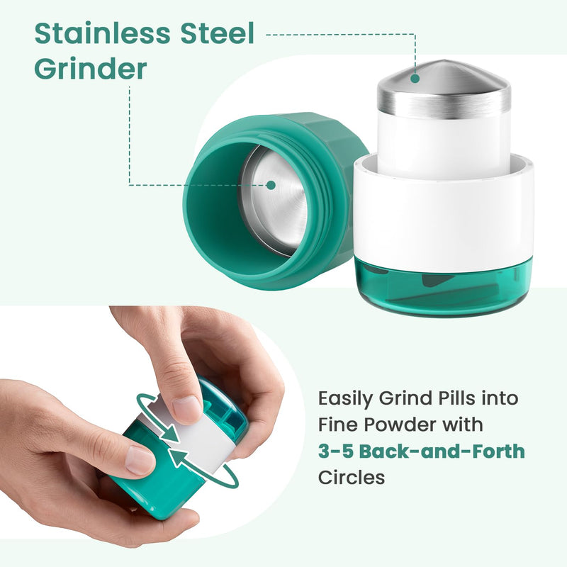 3-in-1 Pill Crusher and Pill Cutter with Storage Compartment for Tablets, Pill Grinder Fine Powder, Pill Cutter Splitter for Small or Large Pills