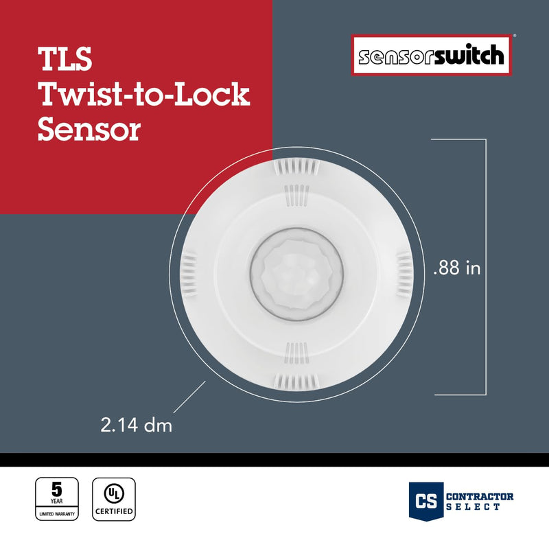 Sensor Switch Twist-to-Lock Motion Sensor, Easy to Install Daylight and Motion Detector for Lithonia Lighting Compact Pro Family Luminaires, Photocell and PIR Detection IP66 Rated, White (TLS WH) Sensor (White)