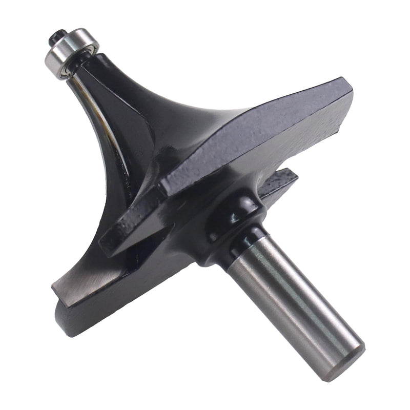1/2 Inch Shank Roundover Router Bit, 38mm Cutting Radius, 3 Inch Diameter, Carbide Corner Rounding Edge Forming Beading Bit for Wood MDF Plywood Black-3Inch