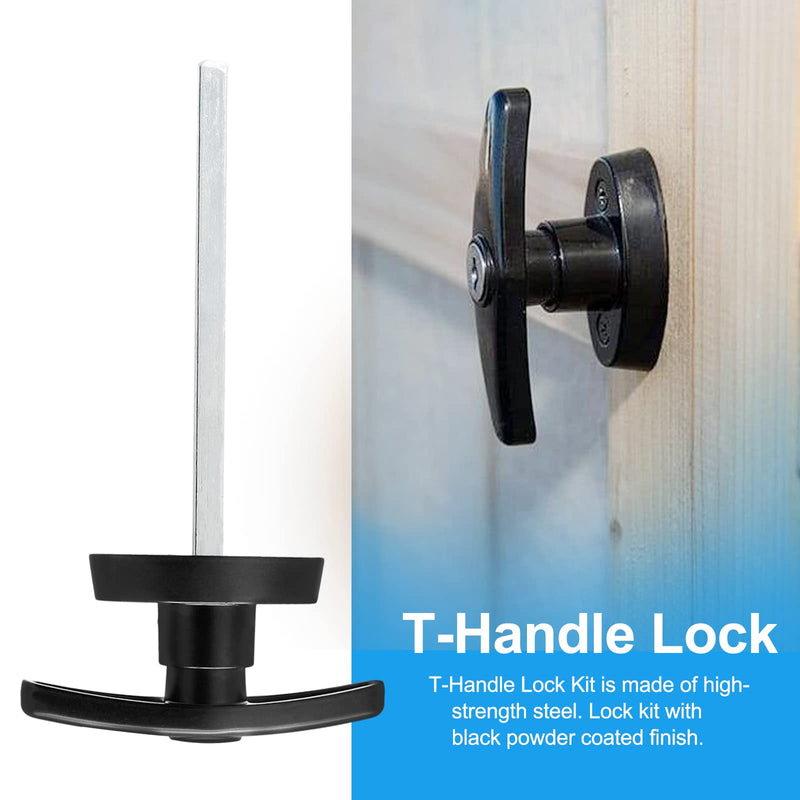 Luomorgo Shed Door Latch T-Handle Lock Kit with 2 Keys, 4-1/2" Stem Storage Barn Shed Door Lock, Black