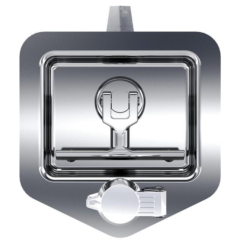 TCH Hardware Stainless Steel T-Handle Cam Latch with Mounting Studs & Lock Dust Cover - Folding T Handle Latch RV Camper Truck Trailer Toolbox 1 Handle - Mounting Studs - Dust Caps