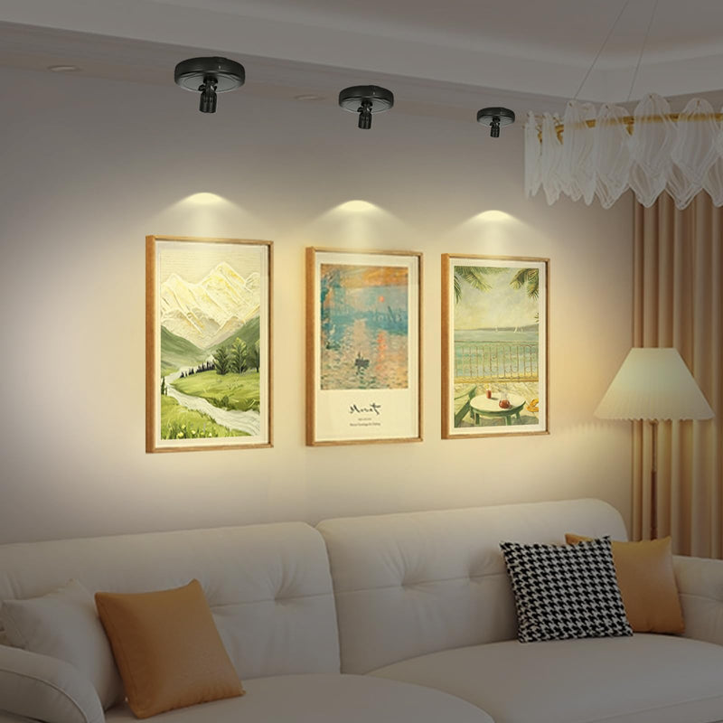 Wireless Spotlight Battery Operated, LED Display Puck Lights, Dimmable Accent Lighting with Remote, Stick on Uplight for Picture Tree Painting Gallery Portrait Dartboard Art Photo Plants Pure Black - NewNest Australia