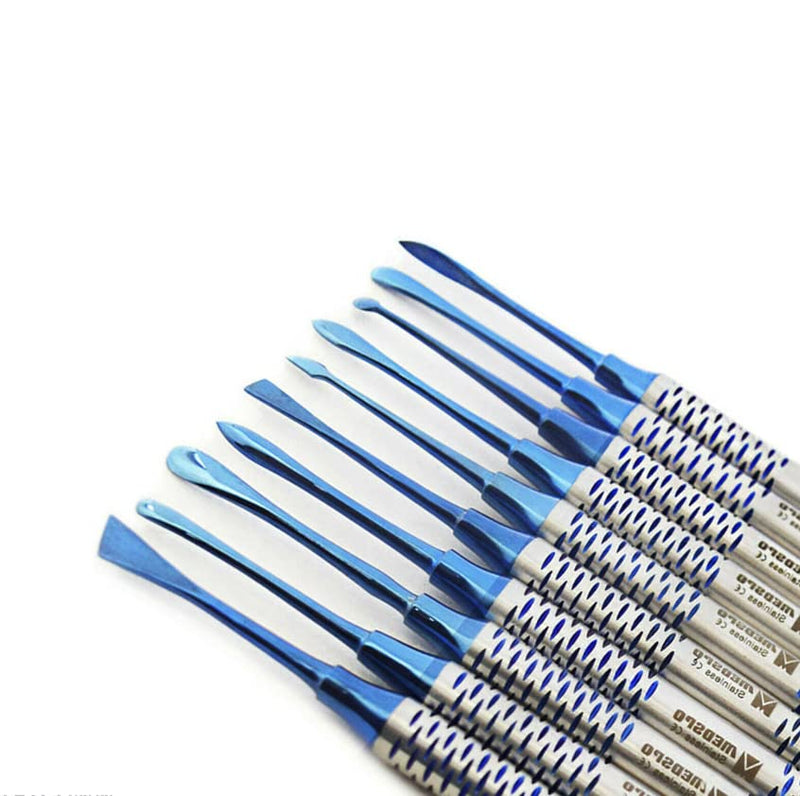 MEDSPO Professional Dental Elevators | Composite Restorative Implants | Luxating Filling | Surgical Root Extraction Spreading | Osteotome Periotome Instruments (Periosteal Elevator Blue Set of 10)