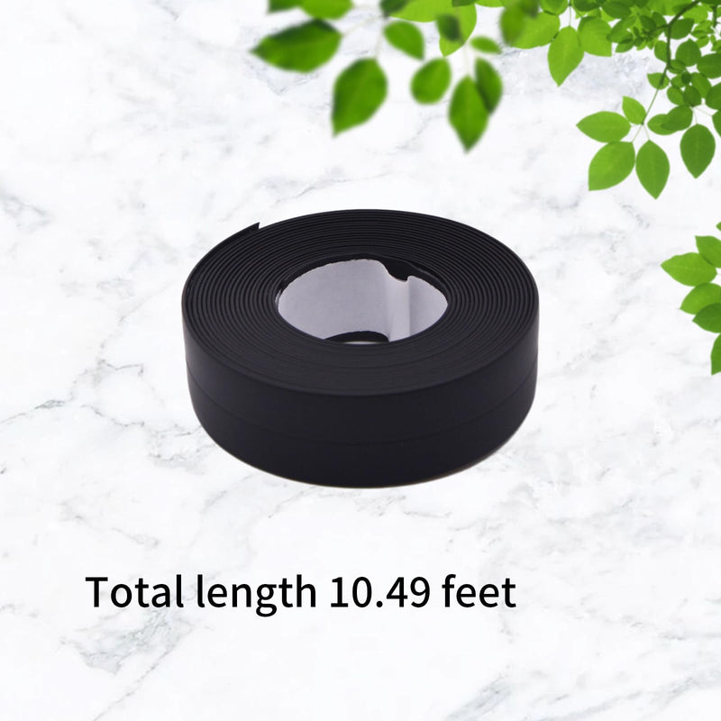 Waterproof Caulk Tape Sealant Strip, 0.87" W x 10.5'L PVC Sealing Tapes for Kitchen Bathroom Bathtub Countertop Toilet Sink (Black) Black 0.87x10.5" 1Pcs