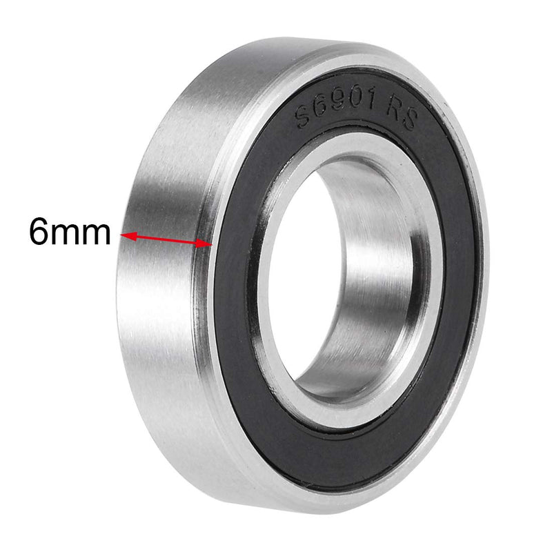 uxcell S6901-2RS Deep Groove Ball Bearings 12mm x 24mm x 6mm Double Sealed 440C Stainless Steel 12x24x6mm