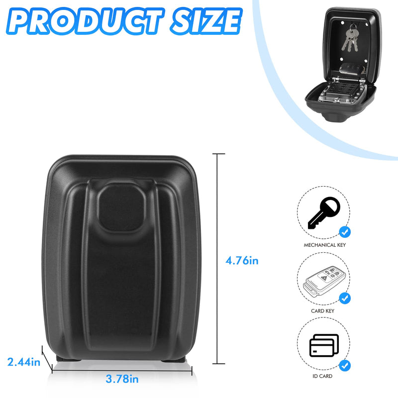 Key Lock Box, Wall Mounted Key Storage Box with 12-Digit Keyboard Combination, Resettable Code, Large Capacity, Waterproof Security Lock Box for Home, Office, Outdoor Generic