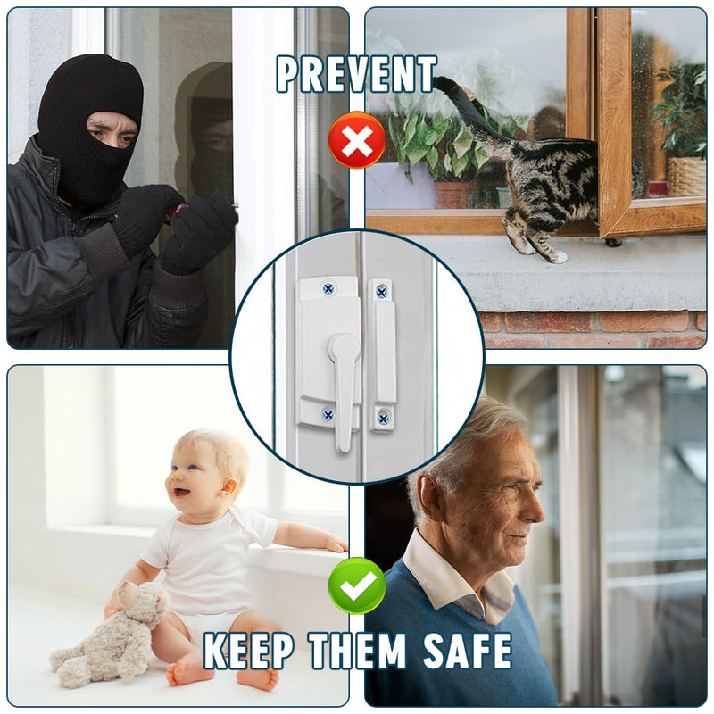 Sliding Window Sash Locks White ZUONAI 2 Pack Cam Sash Locks for Double Hung Window Latch Lock Security Vinyl Window Sash Lock and Keeper Replacement for Vertical and Horizontal Sliding Windows