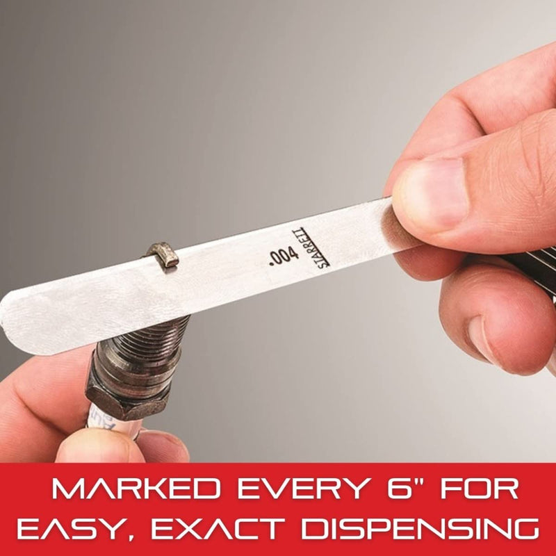 Starrett Tempered Steel Thickness Gauge or Feeler Stock in Rolls with Dispenser Case - Ideal for Carpenters and Home Improvement - 25' x 1/2" Size of Leaves, .35mm Thickness - 666M-35 0.35mm Thickness