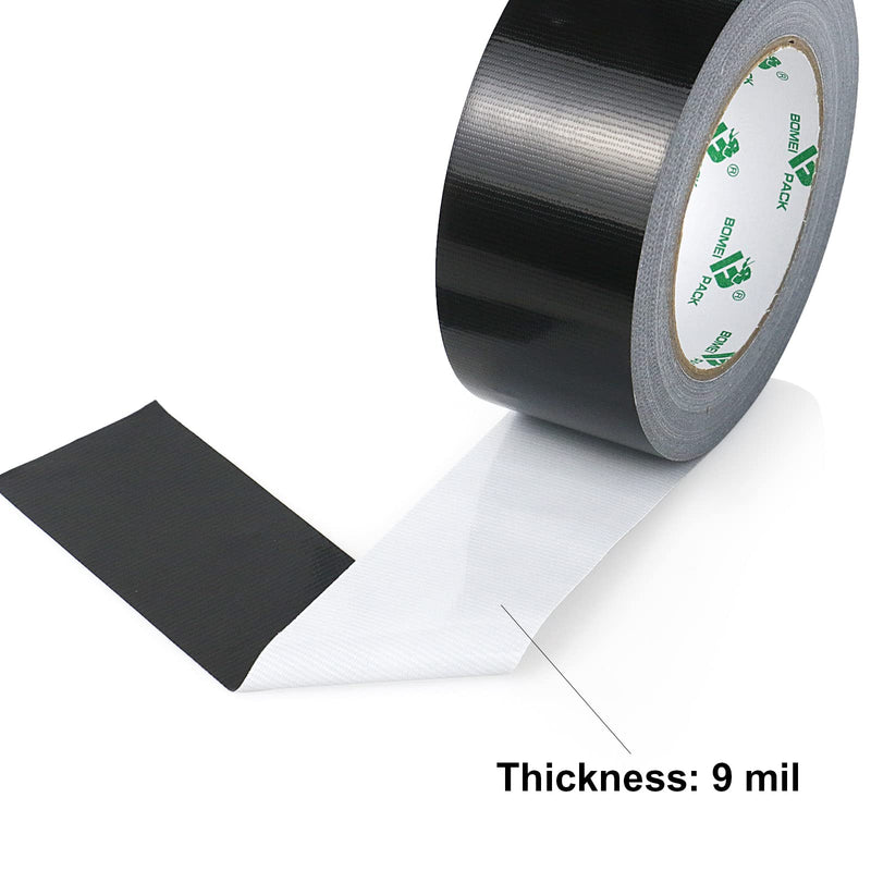 2 Pack Duct Tape Heavy Duty,9 Mil Thickness,2 Inches x 30 Yards,Strong Industrial Strength,Flexible,No Residue,Waterproof and Tear by Hand,Multi-Use for Indoor & Outdoor Repairs(Black) Black