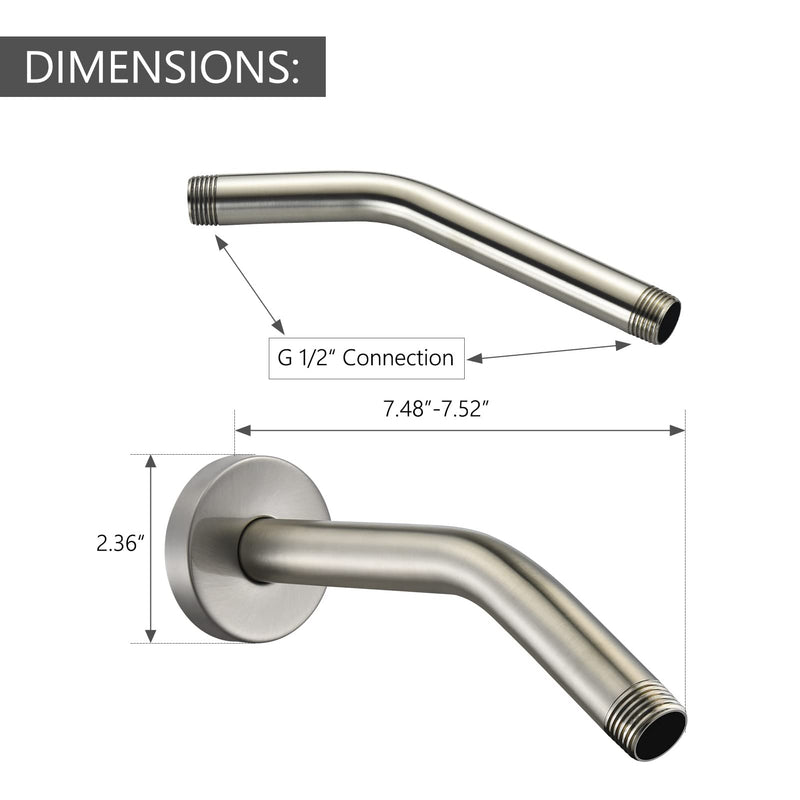 123815BN Replacement For Moen 8 Inches Anti-leakage Ceiling Wall Mounted Bend Accessories-Basic Shower Arm and Flanged,Made of Solid Brass,Brushed Nickel bend 8 Inches Brushed Nickel