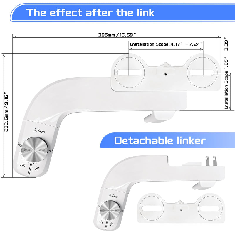 Bidet Attachment for Toilet Non-Electric Ultra-Thin Design,Self-Cleaning Dual Nozzles,Rear & Feminine Hygiene Wash,Adjustable Water Pressure,Cold Water Only, White(0.23 in) A001-Bidet Attachment