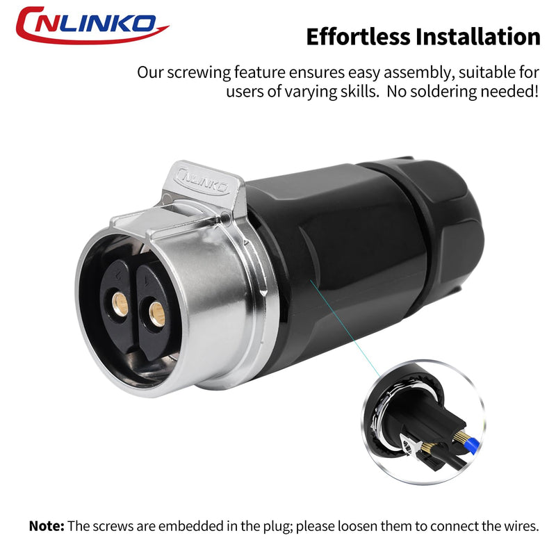 CNLINKO LP-28 2-Pin Screw Lock Waterproof Connector, IP68 Aviation Circular Quick Plug, M28 Male & Female Plug Pair (LP28 2-Pin Screwing) 2 Pin Screwing LP28