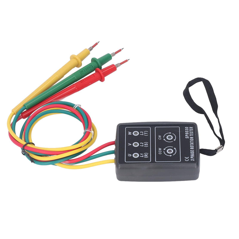 Phase Rotation Meter, 3 Test Leads 3 Phase Sequence Rotation Phase Rotation Tester 5 LED Indicator for Home