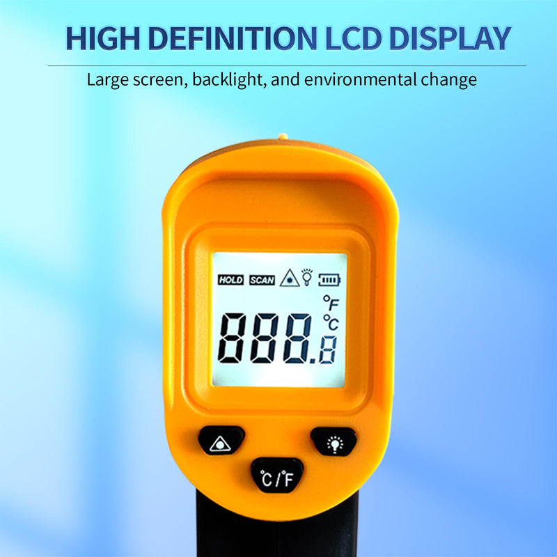 Digital Infrared Thermometer Gun & Meat Thermometer for Cooking,BBQ,Pizza Oven,-58℉~1112℉ Ir Thermometer,Handheld Non Contact Heat Laser Temperature Gun (Not for Human)