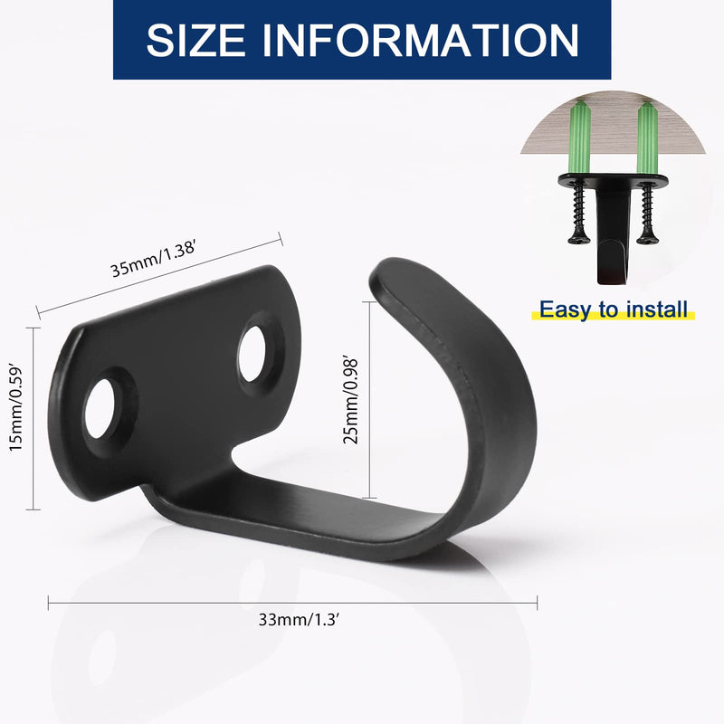 NearMoon Stainless Steel Screw Mounted Ceiling Hooks, Under-Shelf Towel/Robe Clothes Hook Heavy Duty Coat Hanger for Bathroom Kitchen Cabinet Garage, 10 Pack (Matte Black) Matte Black