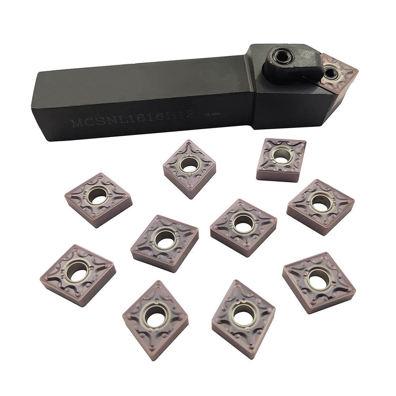 1 pcs MCSNL1616H12 Lathe Turning Tool Holder + 10pcs CNMG120408-MA VP15TF Carbide Insert Turning Tips Tool