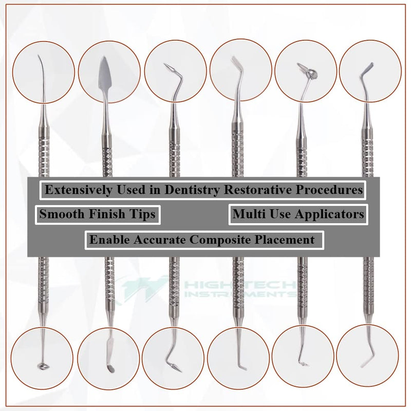 Composite Resin Filling Instruments 6 Pcs Set - Dental Filling Spatula Kits for Resin Aesthetic Repair & Cavity Preparations - Composite Filling Restorative Oral Care Instruments 6 Pcs Composite Filling Set