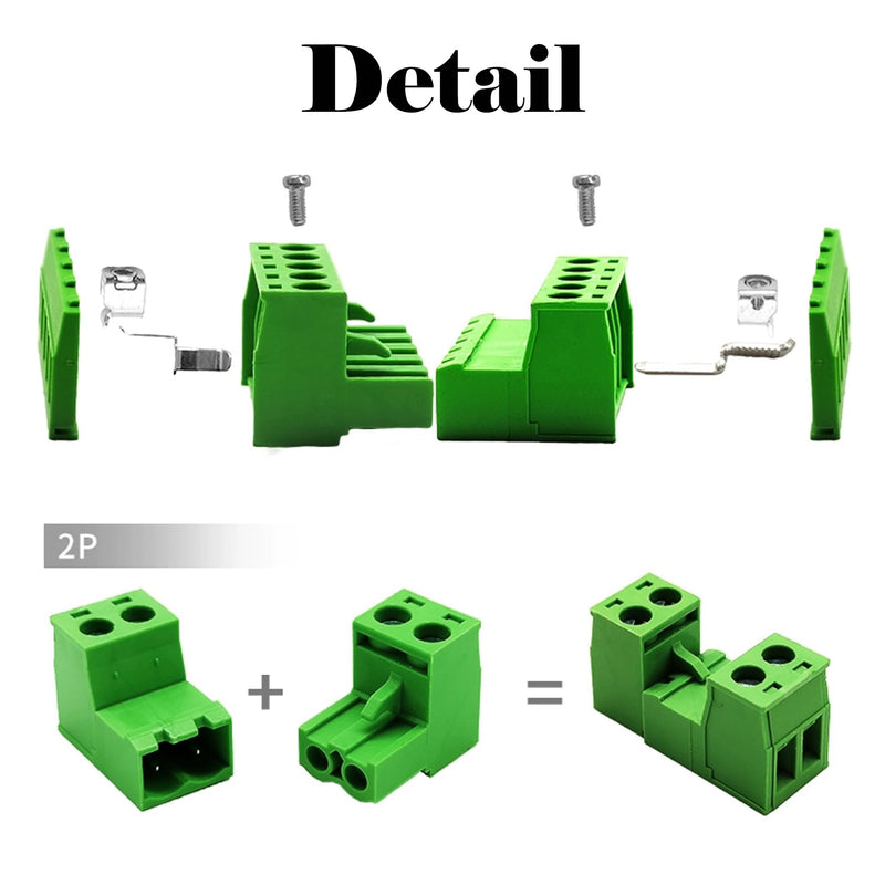 10 PCS 6 Pin 5.08mm Pitch Pluggable PCB Screw Terminal Block Phoenix 6 Pin Male Plug for 24-12AWG