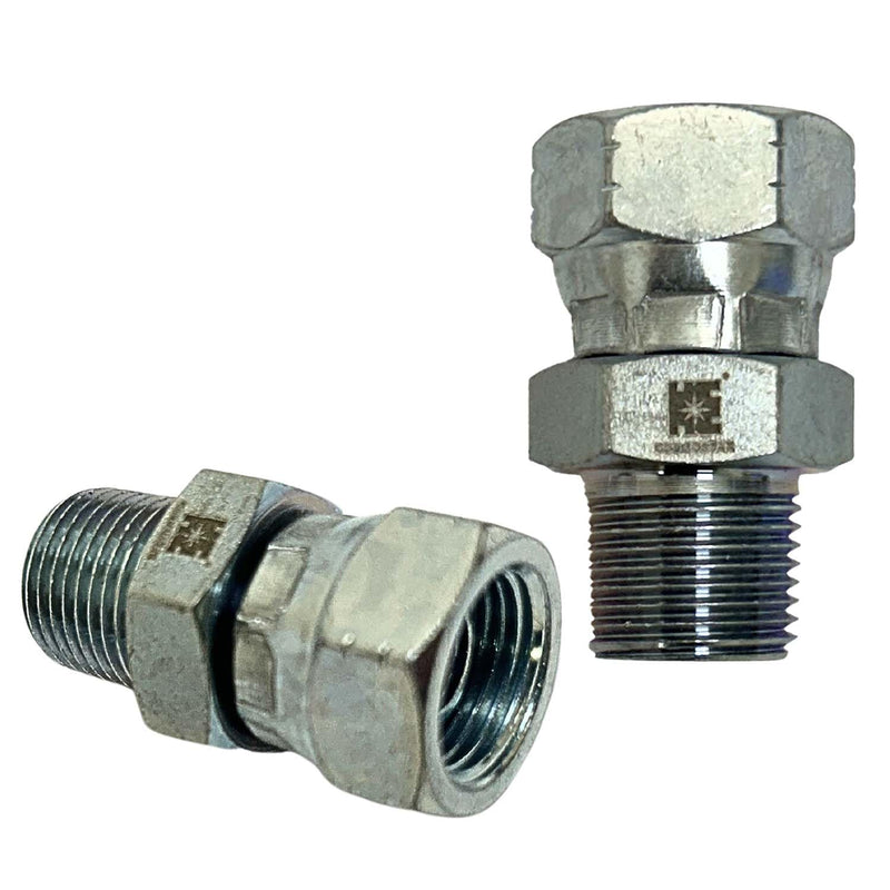Cosmostar 3/8" NPTF Male x 3/8" NPSM Swivel Pipe Swivel, Hydraulic Adapter 1 3/8" x 3/8"