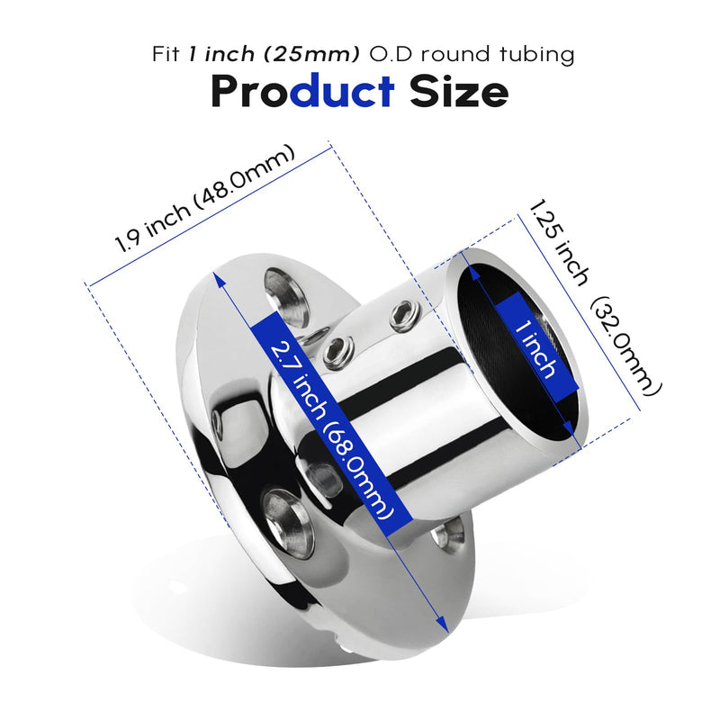 2 Pack Rail Fitting for 7/8" 1" 1-1/4" Railing, Satinless Steel 316, Marine Grade Straight Elbow 2- Way 3-Way 90 Degree Tee Connector, Boat Handrail Hardware 1 inch (25mm) Round Base