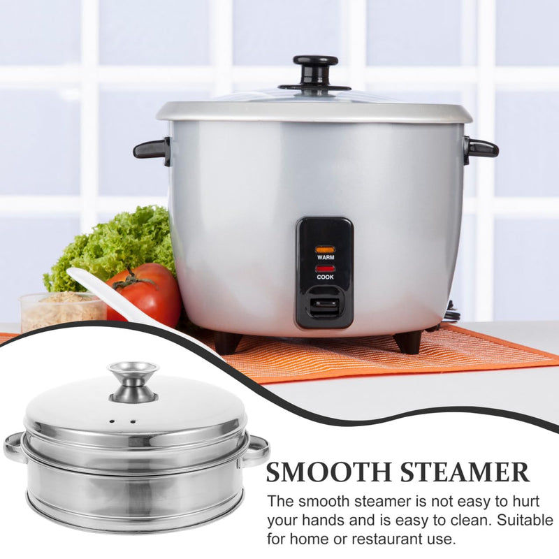 PRETYZOOM Stainless Steel Steamer Basket with Lid Double Handles 7.87X6.29X4.33In Food Steaming Rack for Seafood Dim Sum Meat Cooking