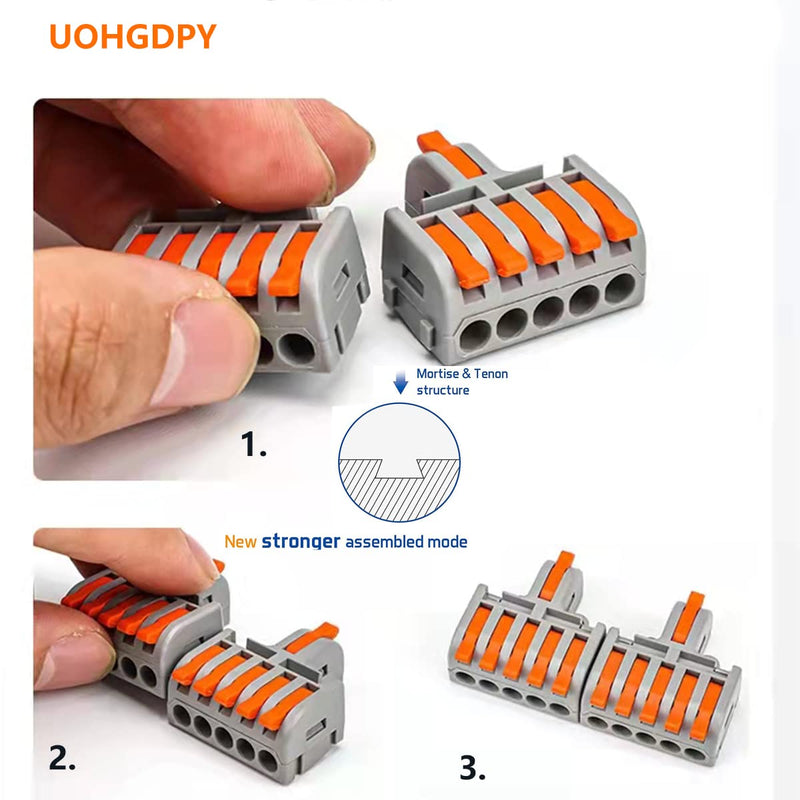 40PCS Lever Wire Connector,1 in i Out-1 in 5 Out Wire Splitter,Compact Wire Connectors Splicing Connectors for Circuit Inline 28-12 AWG