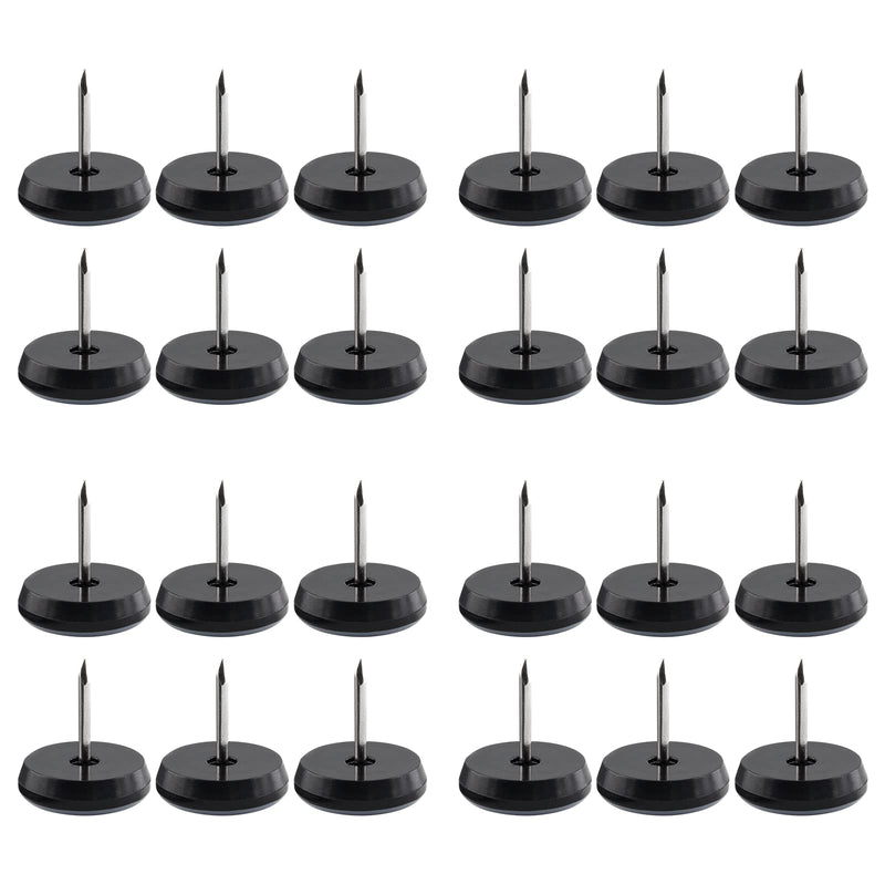 24pcs 7/8" (22mm) Nail on Furniture Sliders, Round Teflon Chair Leg Gliders, Furniture Feet Glides, Furniture Movers Slides Floor Protectors for Carpet, Hardwood Floor (Grey, Black) 7/8 inch (22mm)