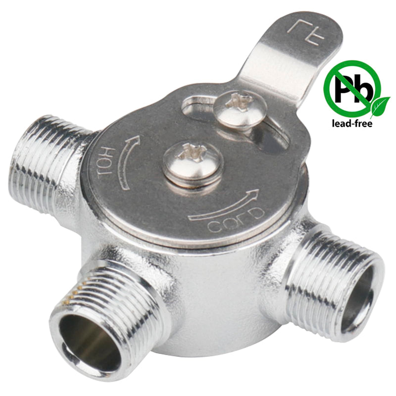 WHK Water Mixing Valve Hot Cold Water Mixer, Inlets and Outlet is 3/8"Inch by Compression Connection on Sink to Adjust Water Tempture(Lead-Free Brass)