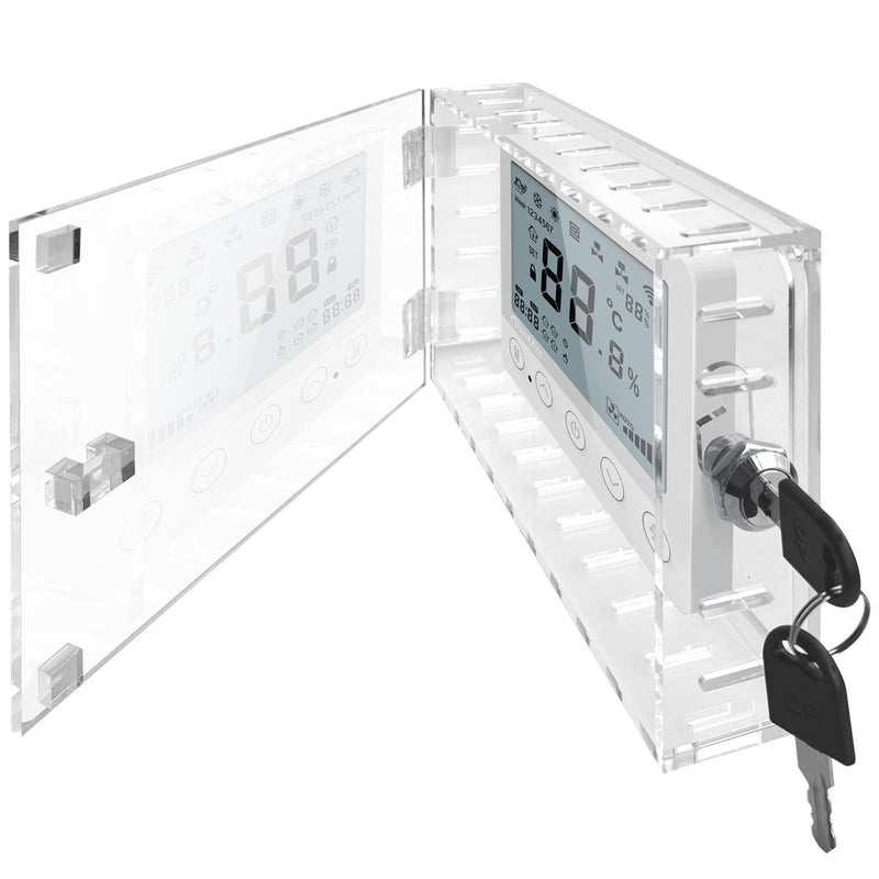 Universal Thermostat Lock Box with Key,Clear Large Thermostat Guard for Thermostat on Wall,Thermostat Guard,Thermostat Cover Fits Thermostats 6.5" H x 4.72" W x 1.97" D or Smaller (1 Set) A-2 key lock